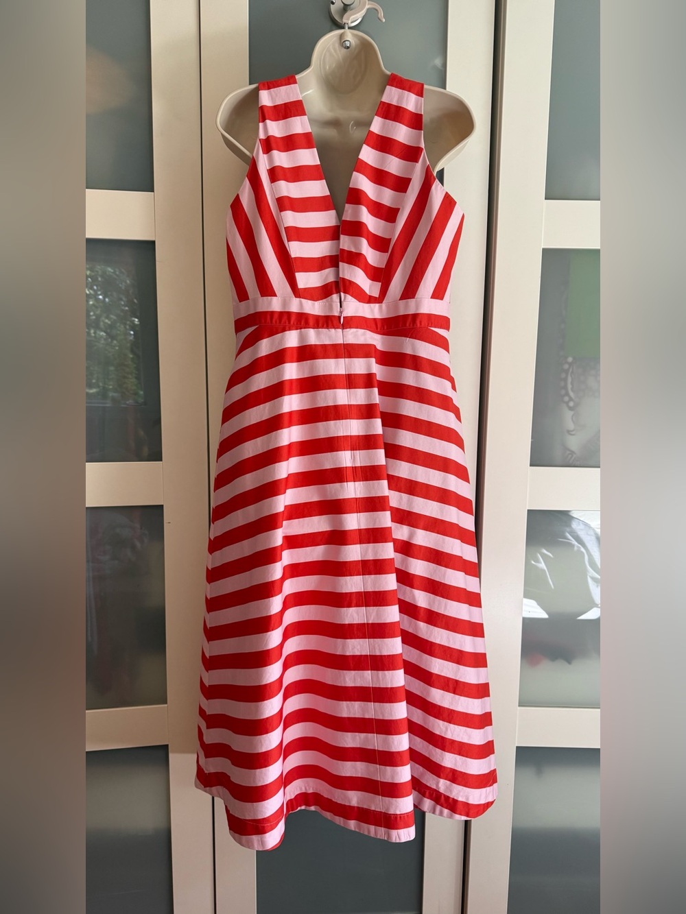Boden Red and Pink Striped Midi Dress 10P - Picture 3 of 4